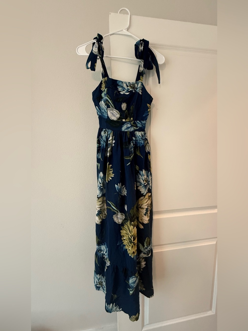 Rachel Zoe Navy Floral Tie-Shoulder Maxi Dress - Picture 3 of 8